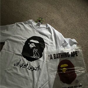 A Bathing Ape White Tee with Black Graphic